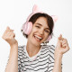 Накладні навушники Hoco W36 Cat ear (3.5mm/1.2m) Pink - фото