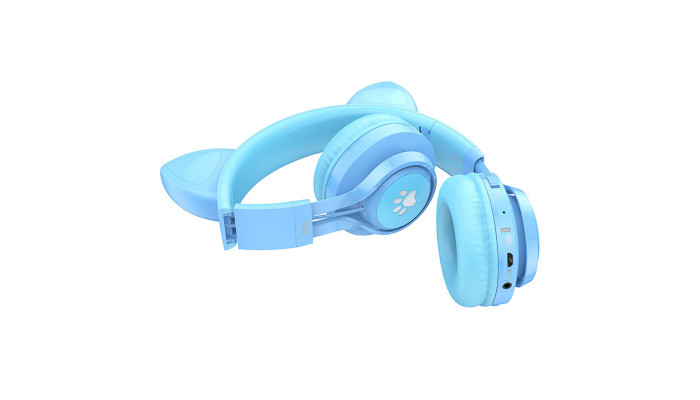 Накладні бездротові навушники Hoco W39 Cat ear Blue - фото