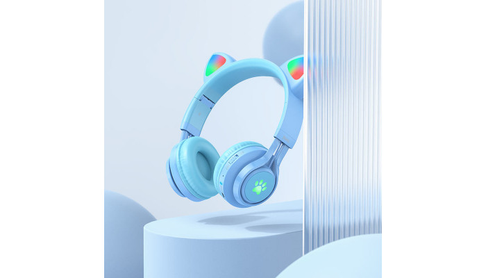 Накладні бездротові навушники Hoco W39 Cat ear Blue - фото