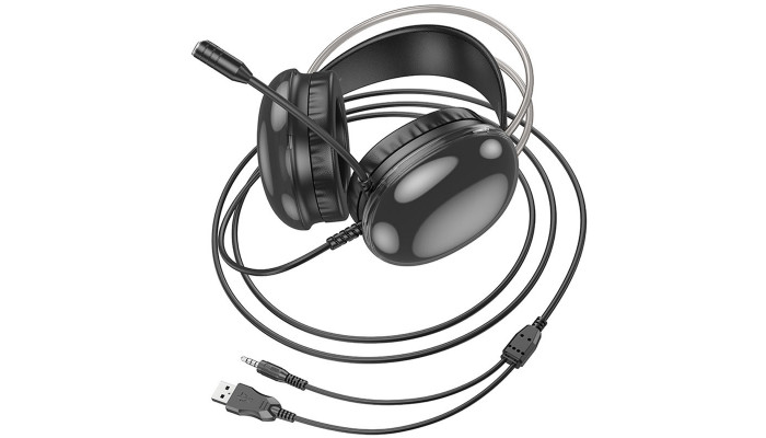 Накладні навушники Hoco W109 Rich gaming (USB+3.5mm/2m) Black - фото