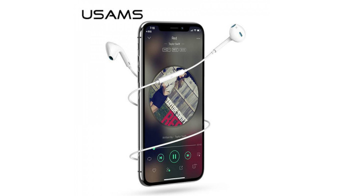 Навушники Usams EP-22 з мікрофоном (3.5mm/1.2m) Білий - фото