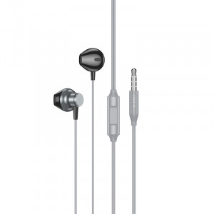 Стерео Наушники Hoco M125 Smart metal universal (3.5mm/1.2m) Metal gray