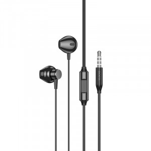 Стерео Наушники Hoco M125 Smart metal universal (3.5mm/1.2m) Black