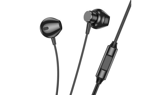 Стерео Наушники Hoco M125 Smart metal universal (3.5mm/1.2m) Black - фото