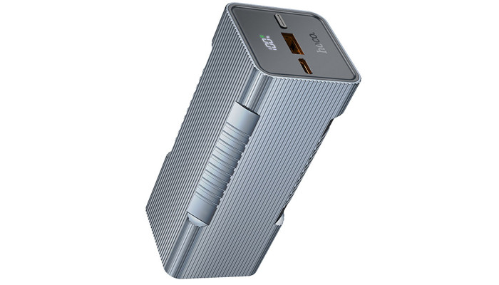 Зовнішній акумулятор Power Bank Hoco Q15 Flashlight 22.5W 10000 mAh Metal gray - фото