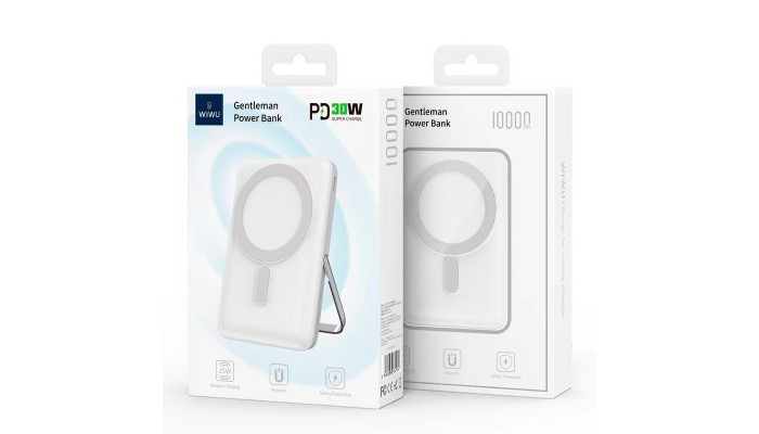 Портативное ЗУ Power Bank WIWU Wi-P011 PD30W c Беспроводное зарядное устройство 10000 mAh White - фото