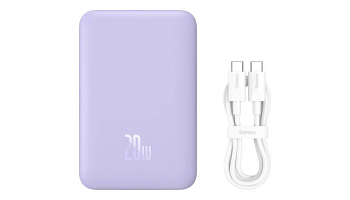 Портативное ЗУ Power Bank Baseus Magnetic Mini Air 20W c Беспроводное зарядное устройство 10000 mAh P10059001313 Nebula Purple - фото