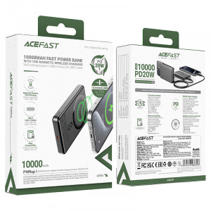 Портативное ЗУ Power Bank Acefast M12 PD20W с Беспроводное зарядное устройство 10000 mAh Black