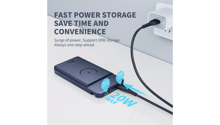 Портативное ЗУ Power Bank JJT-MP01 2in1 20W с Беспроводное зарядное устройство+iWatch 10000 mAh Blue - фото