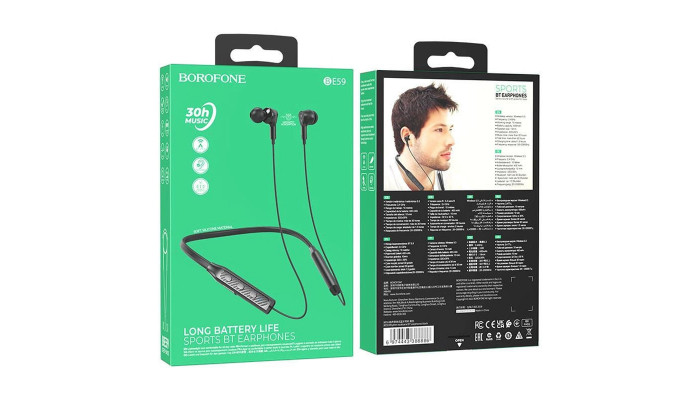 Bluetooth наушники Borofone BE59 Rhythm neckband Black - фото