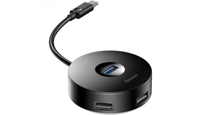 Переходник HUB Baseus Round Box Type-C to USB 3.0 + 3USB 2.0 (CAHUB-G) Черный - фото