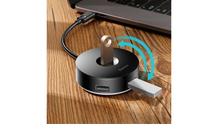 Переходник HUB Baseus Round Box Type-C to USB 3.0 + 3USB 2.0 (CAHUB-G) Черный - фото