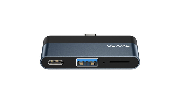 Переходник HUB Usams US-SJ491 Type-C Mini Hub (Type-C + USB + Micro SD) Темно-серый - фото