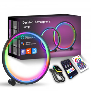 Настільна LED лампа RGB Intelligent circular atmosphere light Bluetooth USB with app Black