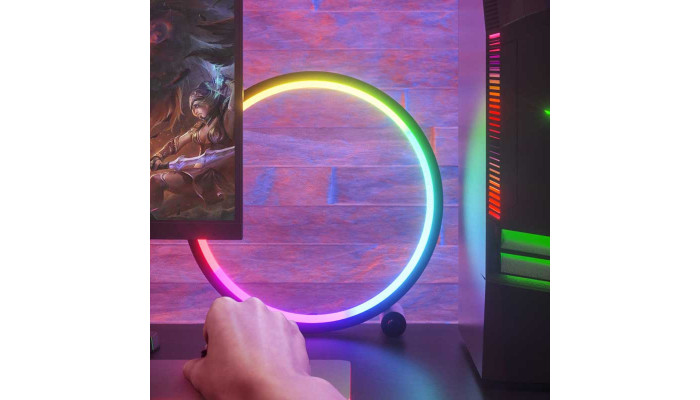 Настольная LED лампа RGB Intelligent circular atmosphere light Bluetooth USB with app Black - фото