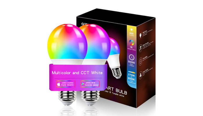 Світлодіодна RGB лампочка Smart bulb light 2pcs with Bluetooth E27 with app White - фото
