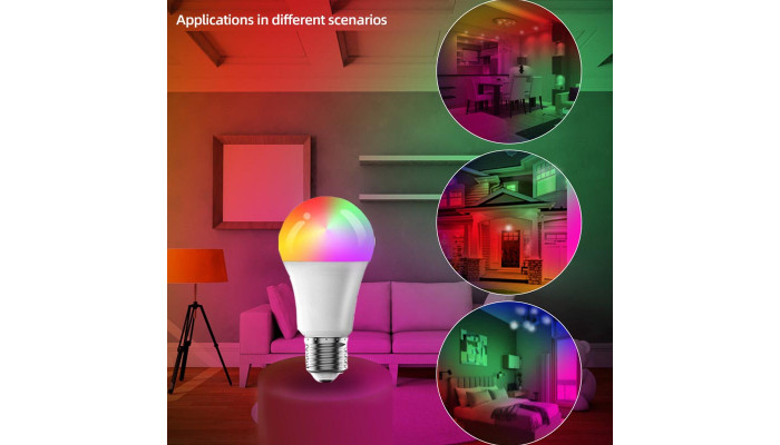 Светодиодная RGB лампочка Smart bulb light 2pcs with Bluetooth E27 with app White - фото