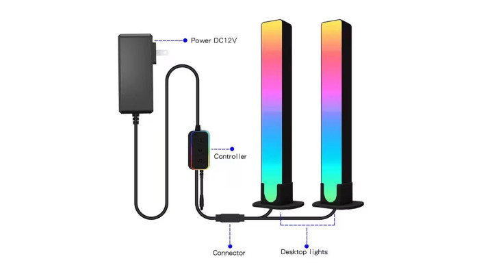 Настольная LED лампа RGB 12V Panel 3 Bluetooth dual pack EU plug with app Black - фото