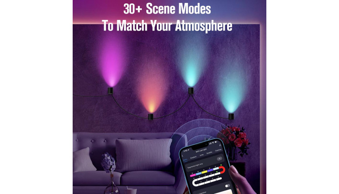 Настенная LED лампа RGB Intelligent wall lamp 6 pcs with Bluetooth European plug with app Black - фото