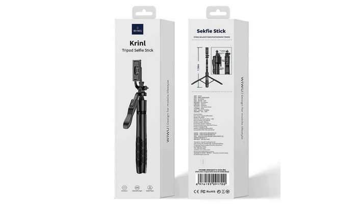 Штатив для селфі WIWU Krinl Tripod Selfie Stick Wi-SE005 Black - фото