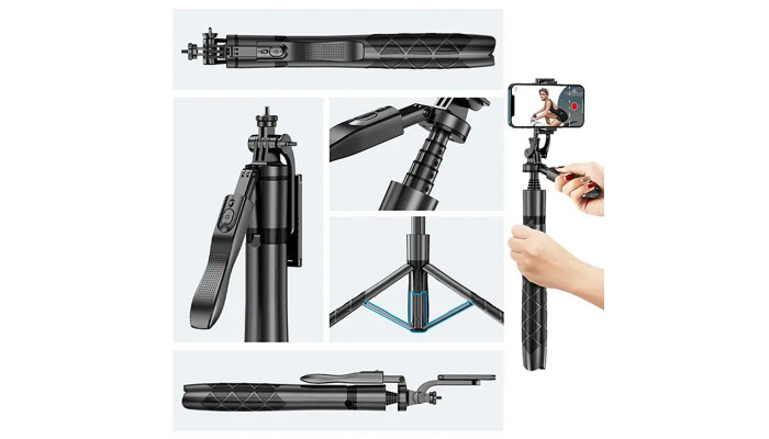 Штатив для селфі WIWU Krinl Tripod Selfie Stick Wi-SE005 Black - фото