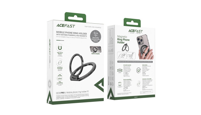 Держатель кольцо Acefast P1 Magnetic Ring Phone Holder Black - фото