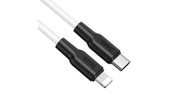 Дата кабель Hoco X21 Plus Silicone Type-C to Lightning (1m) Черный / Белый - фото