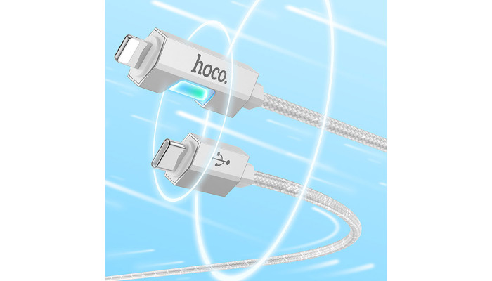 Дата кабель Hoco U123 Regent colorful 27W Type-C to Lightning (1.2m) Gray - фото