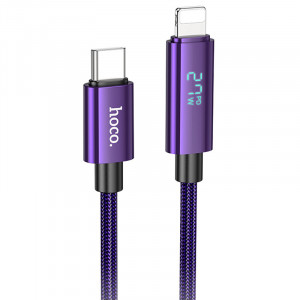 Дата кабель Hoco U125 Benefit 27W Type-C to Lightning with display (1.2m) Purple