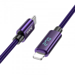 Дата кабель Hoco U125 Benefit 27W Type-C to Lightning with display (1.2m) Purple