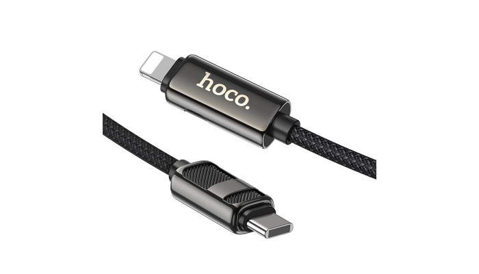 Дата кабель Hoco U137 Line with display Type-C to Lightning 27W (1.2m) Black - фото