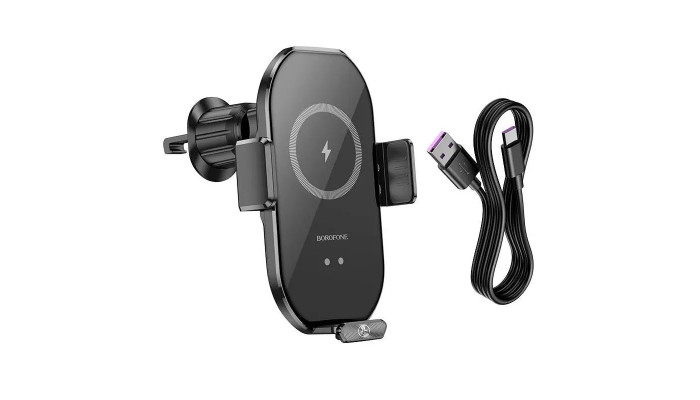Автотримач з БЗП Borofone BH205 Wireless Charging Car Чорний - фото