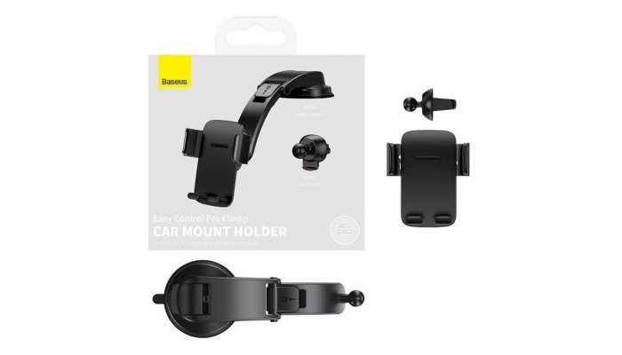 Автотримач Baseus Easy Control Clamp Car Mount Holder (A Set) (SUYK000001) Black - фото