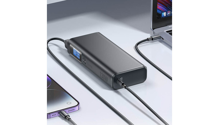 Портативное ЗУ Power Bank Hoco Q17B Electric 130W 20000 mAh Space Gray - фото