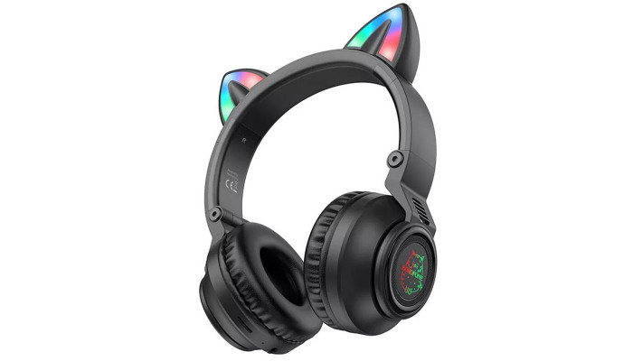Накладні бездротові навушники BOROFONE BO18 Cat ear Чорний - фото
