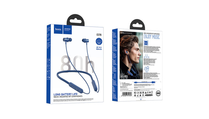 Bluetooth навушники Hoco ES70 Armour neck-mounted Blue - фото