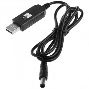 Кабель живлення для роутера/модема USB-DC 12V GEN 2 (з перетворювачем) Чорний