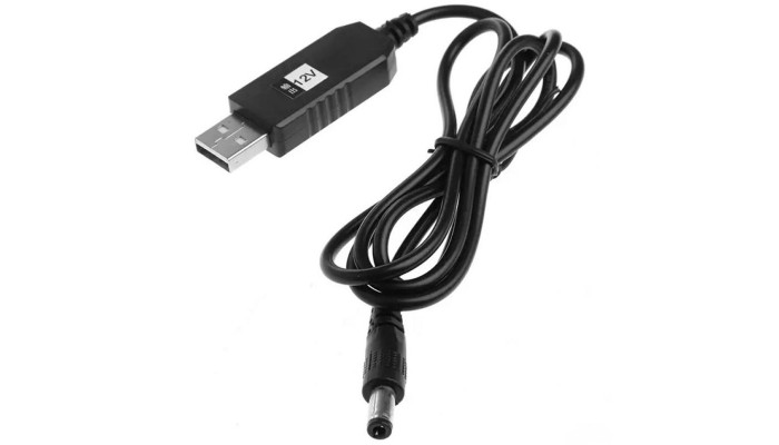 Кабель живлення для роутера/модема USB-DC 12V GEN 2 (з перетворювачем) Чорний - фото