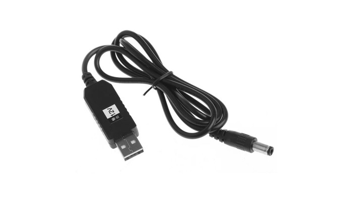 Кабель живлення для роутера/модема USB-DC 12V GEN 2 (з перетворювачем) Чорний - фото