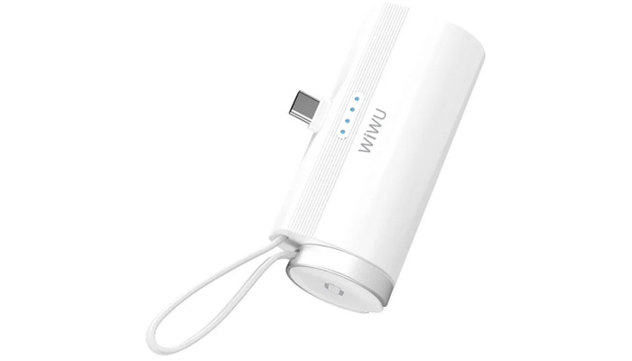 Портативное ЗУ Power Bank WIWU W026 2 in 1 Type-C с Беспроводное зарядное устройство For Apple Watch 15W 5000 mAh White - фото