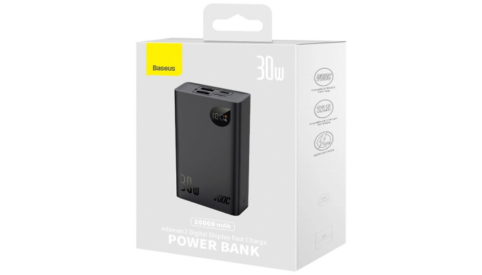 Портативное ЗУ Power Bank Baseus Adaman2 Digital Display 30W VOOС OS 20000 mAh (PPAD050101) Black - фото