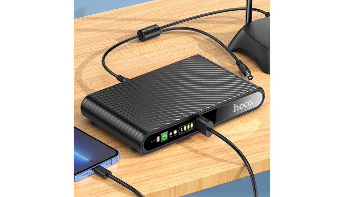 Источник бесперебойного питания Hoco DB63 Portable DC UPS для роутеров 5V/9V/12V 10000 mAh Black - фото