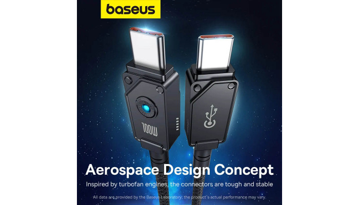 Дата кабель Baseus Unbreakable Series Fast Charging Type-C to Type-C 100W 1m (P10355800111-0) Black - фото