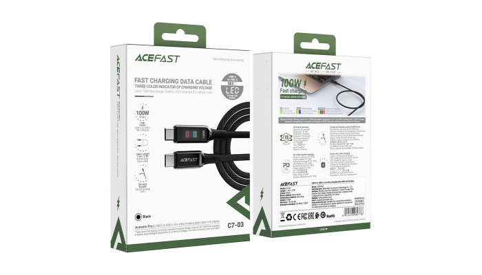 Дата кабель Acefast C7-03 USB-C to USB-C zinc alloy (1.2m) Black - фото