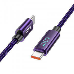 Дата кабель Hoco U125 Benefit 100W Type-C to Type-C with display (1.2m) Purple