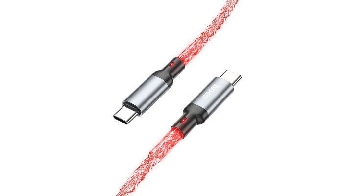 Дата кабель Hoco U112 Shine Type-C to Type-C 60W (1m) Gray - фото
