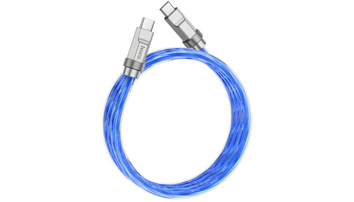 Дата кабель Hoco U113 Solid 100W Type-C to Type-C (1m) Blue - фото
