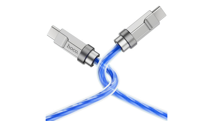 Дата кабель Hoco U113 Solid 100W Type-C to Type-C (1m) Blue - фото