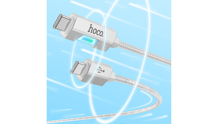 Дата кабель Hoco U123 Regent colorful 60W Type-C to Type-C (1.2m) Gray - фото