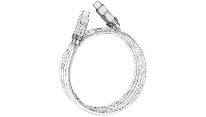 Дата кабель Hoco U113 Solid 100W Type-C to Type-C (1m) Silver - фото